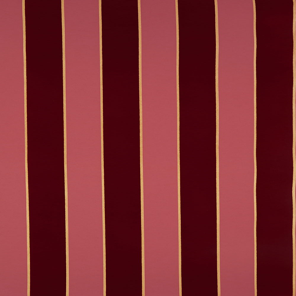 Regency Stripe Carmine/Gold Flocked Wallpaper