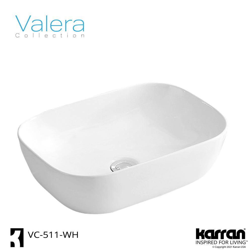 Karran Valera 20 in. Vitreous China Vessel Bathroom Sink in White VC-511-WH