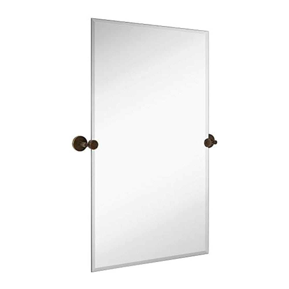 Large Pivot Rectangle Mirror with Oil Rubbed Bronze Wall Anchors 24