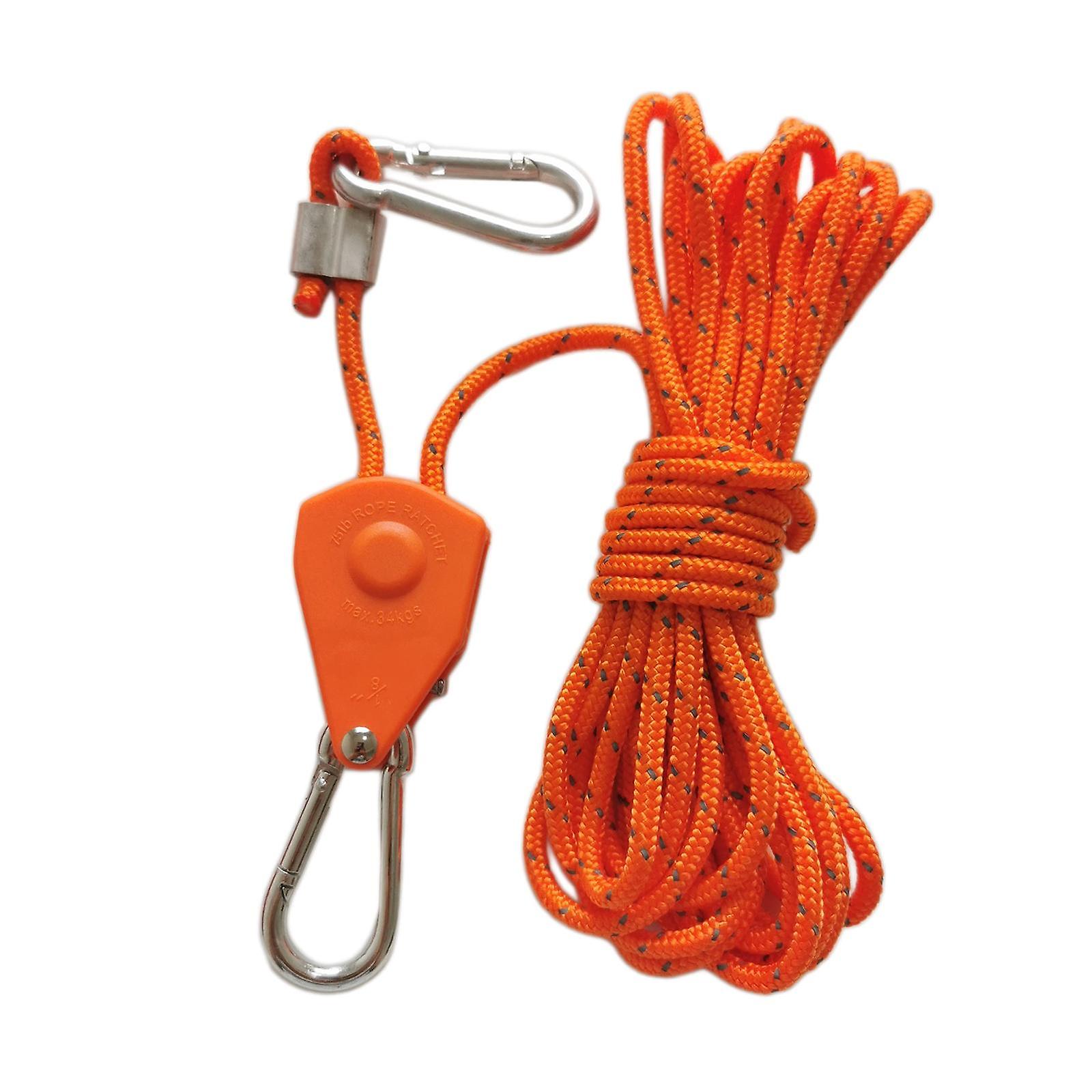 Rope Hanger Ratchet Tightener Grow Light Hangers For Outdoor Canopy Climbing 4m Orange