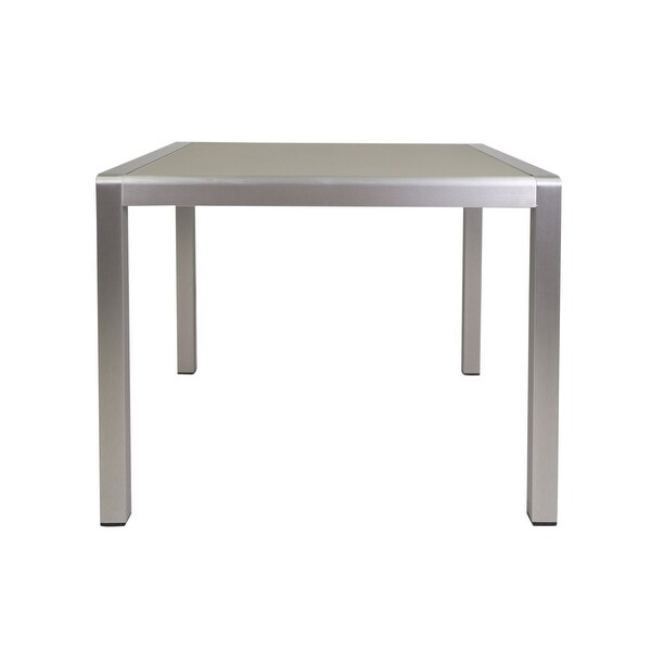 Kimi Outdoor Dining Table，Dark Gray Glass Top，Metal Frame，Square 35 Inch