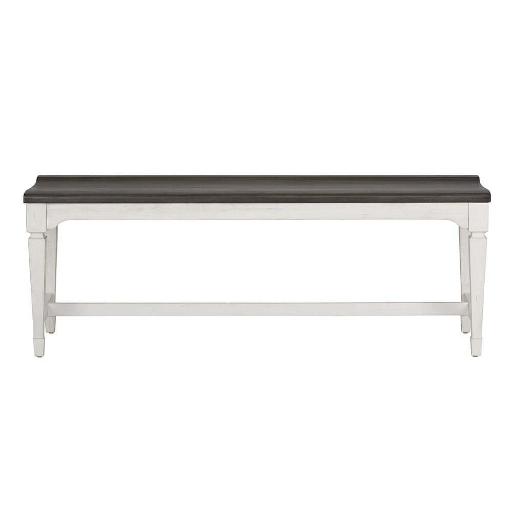 yson Park Wirebrushed White Charcoal Wood Seat Bench