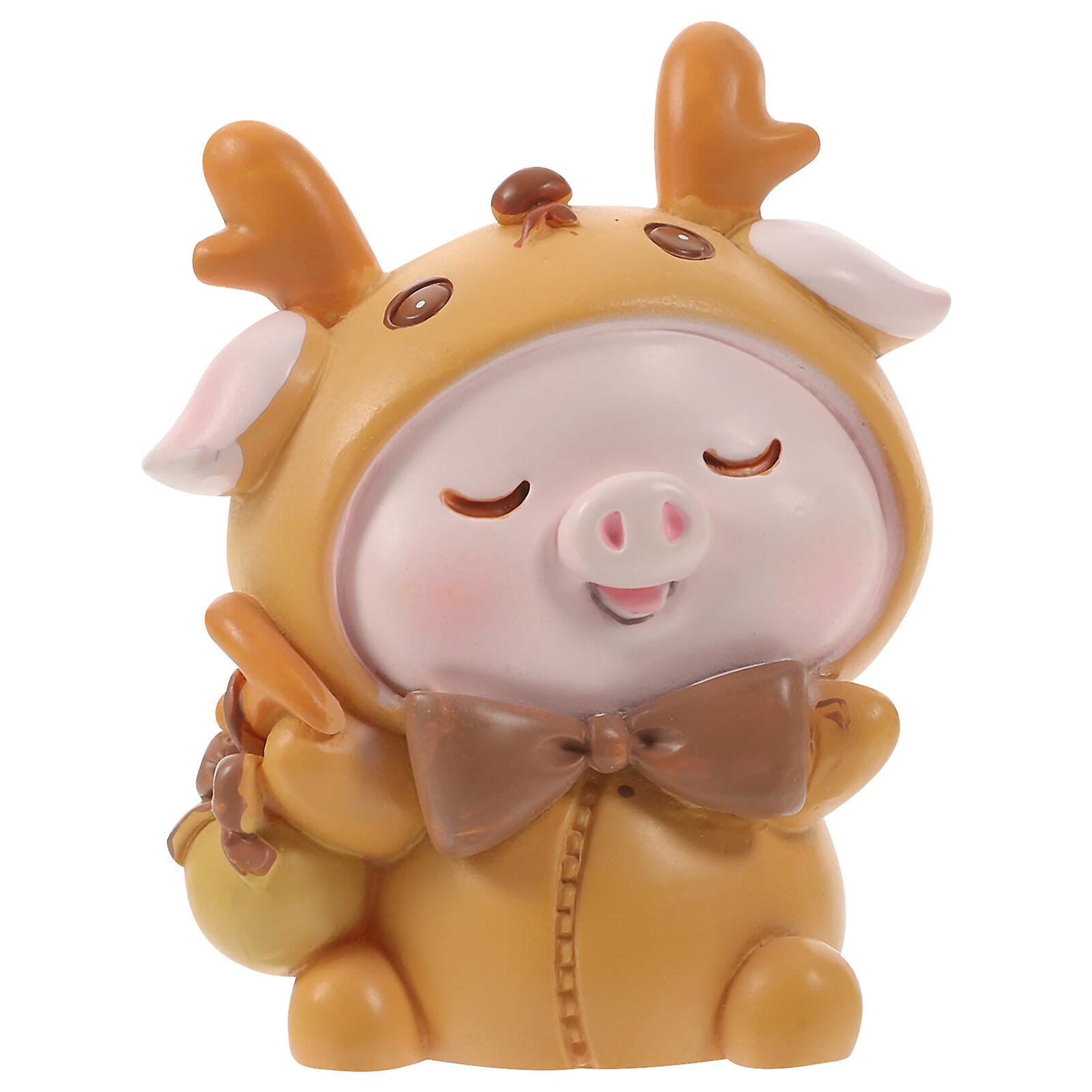 Resin Miniature Pig Doll Cute Pig Decoration Adorable Animal Resin Piggy Craft