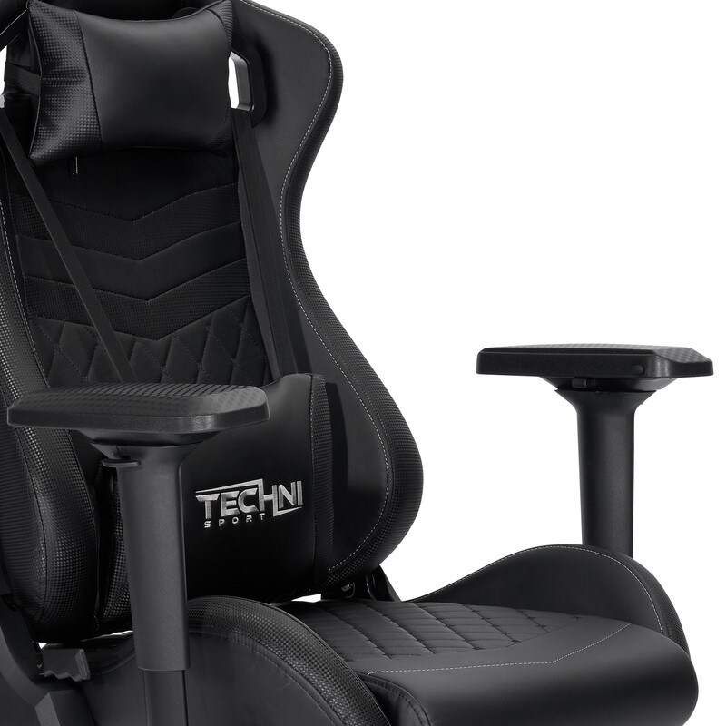 Ergonomic High Back Racer Style PC Gaming Chair  Adjustable Soft Lumbar and Neck Pillows included