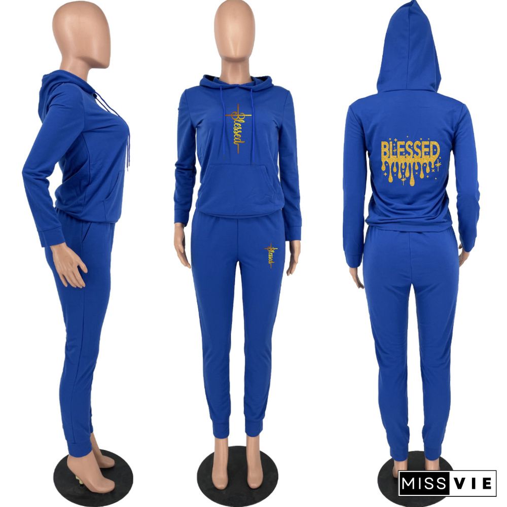 Full Sleeve Hooded Sweatshirts Long Pants Set