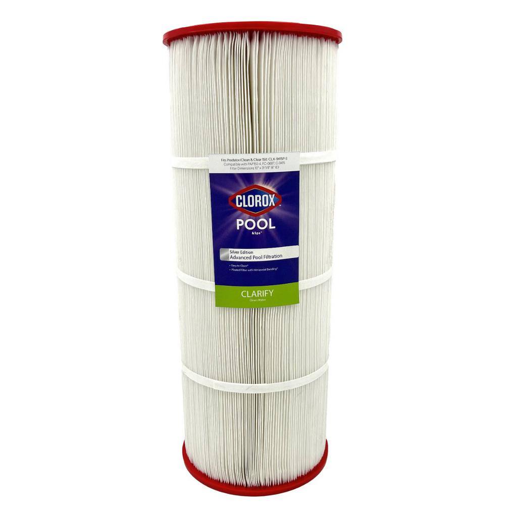 Clorox Silver Edition 10 in. Dia Advanced Pool Filter Cartridge Replacement for Predator 150 Pentair Clean and Clear 150 CLX-9415-PL