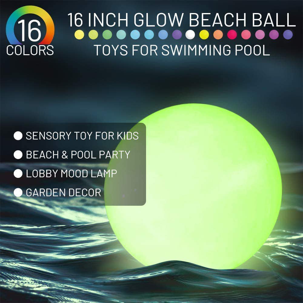 Pool Toy 16× 2PCS Light Up Beach Ball Toy， Glow in Dark Pool Games Toys with 16 Color Changing Lights， for Summer Pool Beach Party