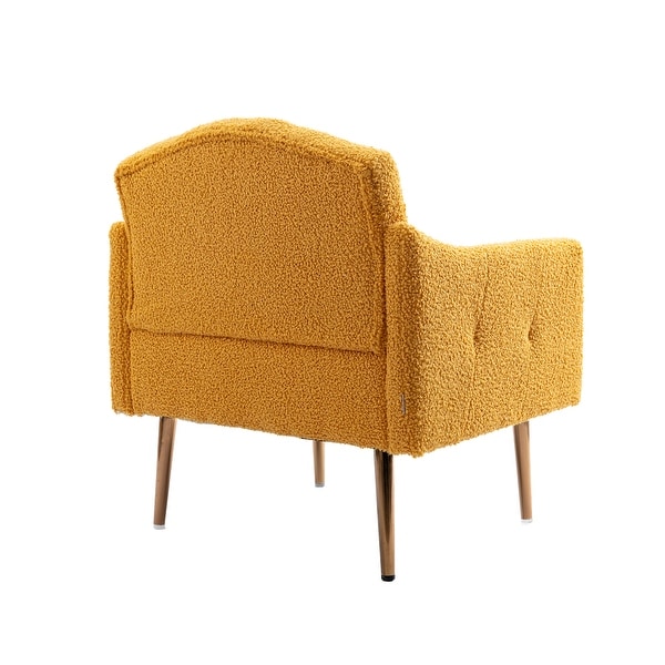 Teddy Fabric Upholstered Tufted Accent Chair With Rose Golden feet