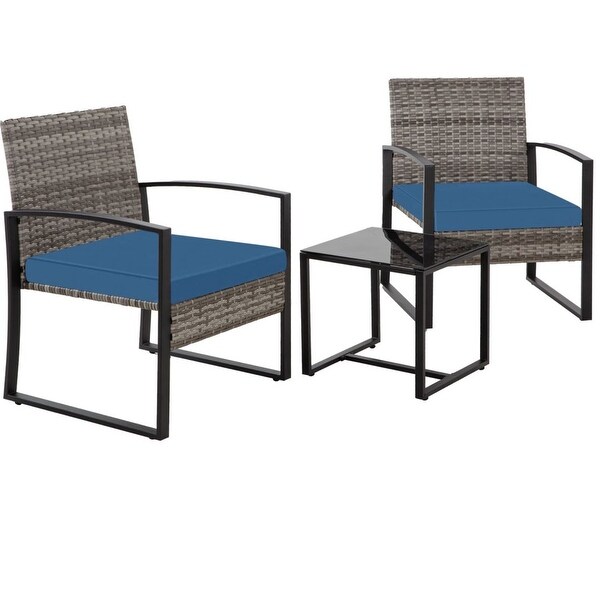 3Piece Wicker Bistro Set，Outdoor Patio chairs and Coffee Table