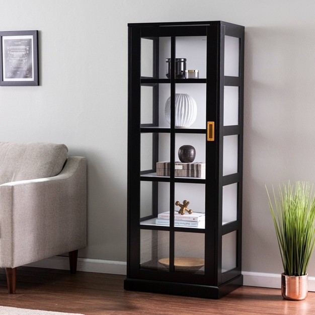 Tall Curio Cabinet Black white