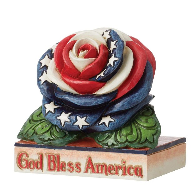 Jim Shore Mini Patriotic Rose One Figurine 3 Inches Heartwood Creek 6012432 Resin Multicolored