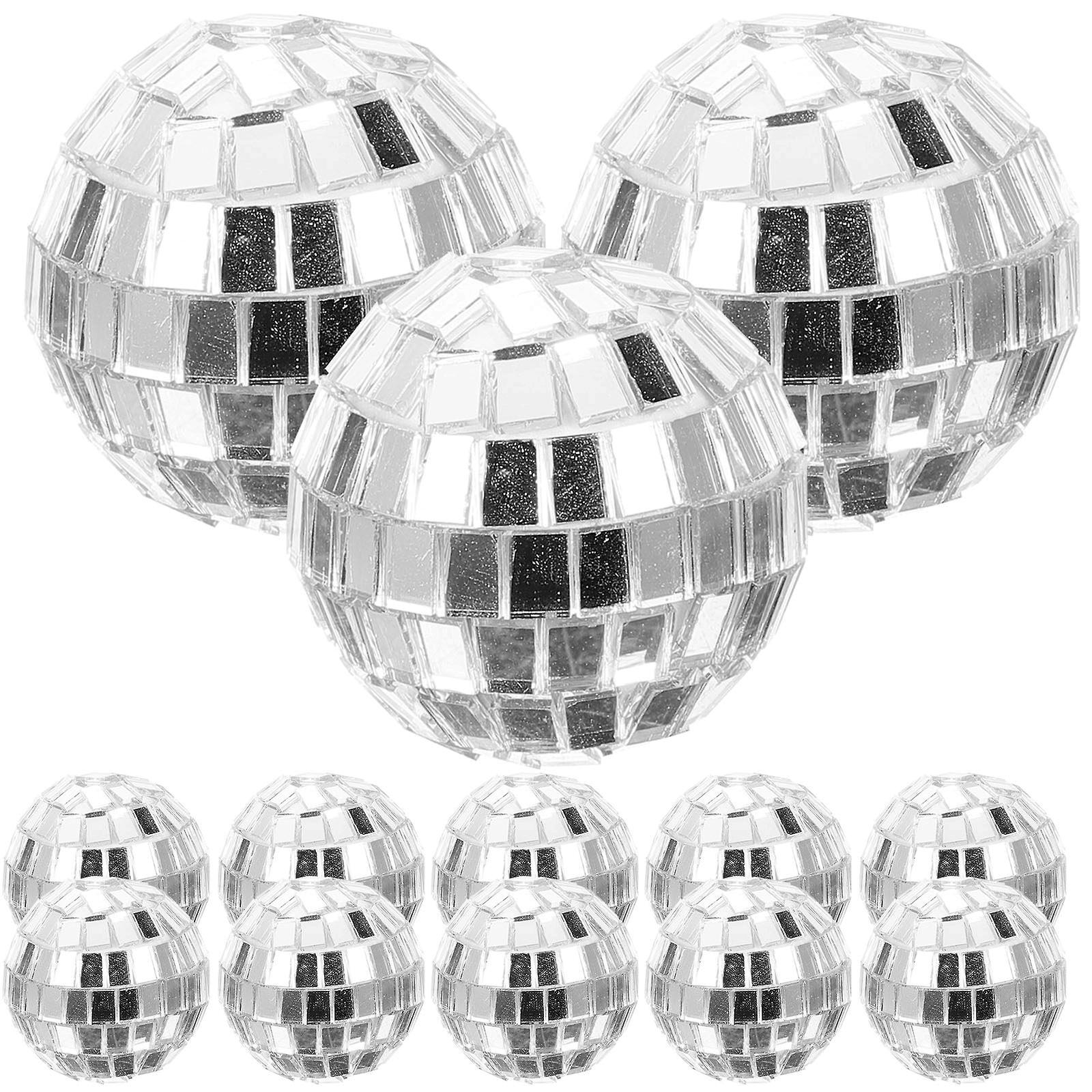 12 Pcs Silver Disco Balls Hanging Glass Mirror Disco Balls Disco Hanging Ornament Balls