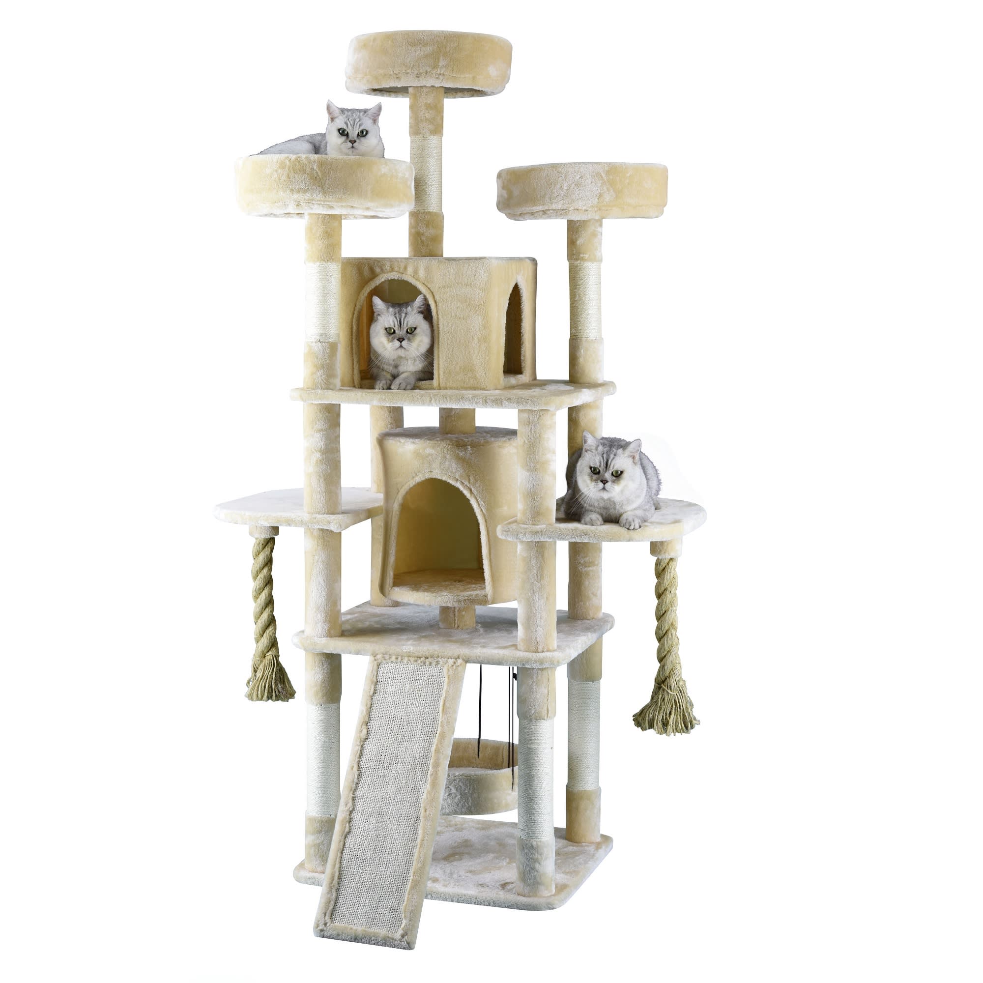 Go Pet Club Jungle Rope Cat Tree House with Sisal Covered Scratchers， 71