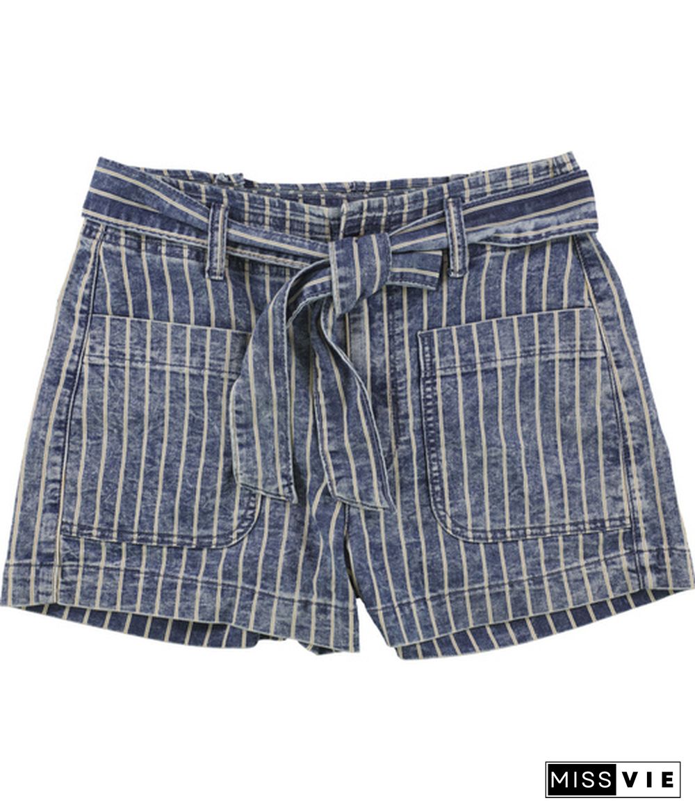 American Eagle Womens Stripe Casual Denim Shorts