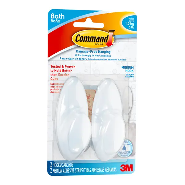 Command Medium Bath Hooks