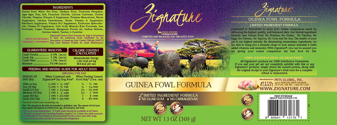 Zignature Guinea Fowl Limited Ingredient Formula Grain Free Wet Dog Fo