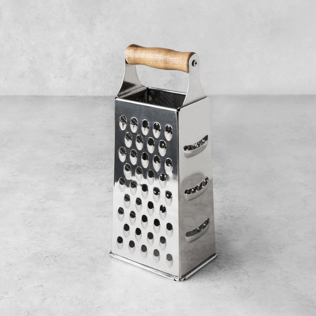 Twine Acacia Wood Handled Cheese Grater Stainless Steel Grater Citrus Zester Reinforced Base Vintage Kitchenware