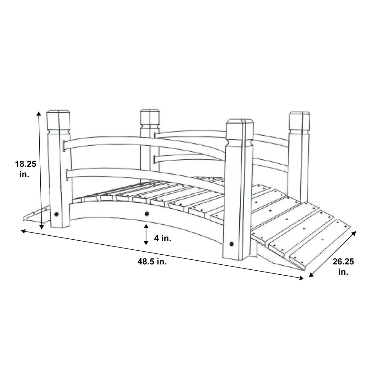 Shine Company 4 Ft. Cedar Garden Bridge - Natural