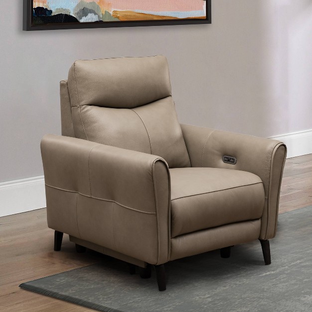 Marley Leather Power Recliner Chair With Power Headrest Beige Abbyson Living