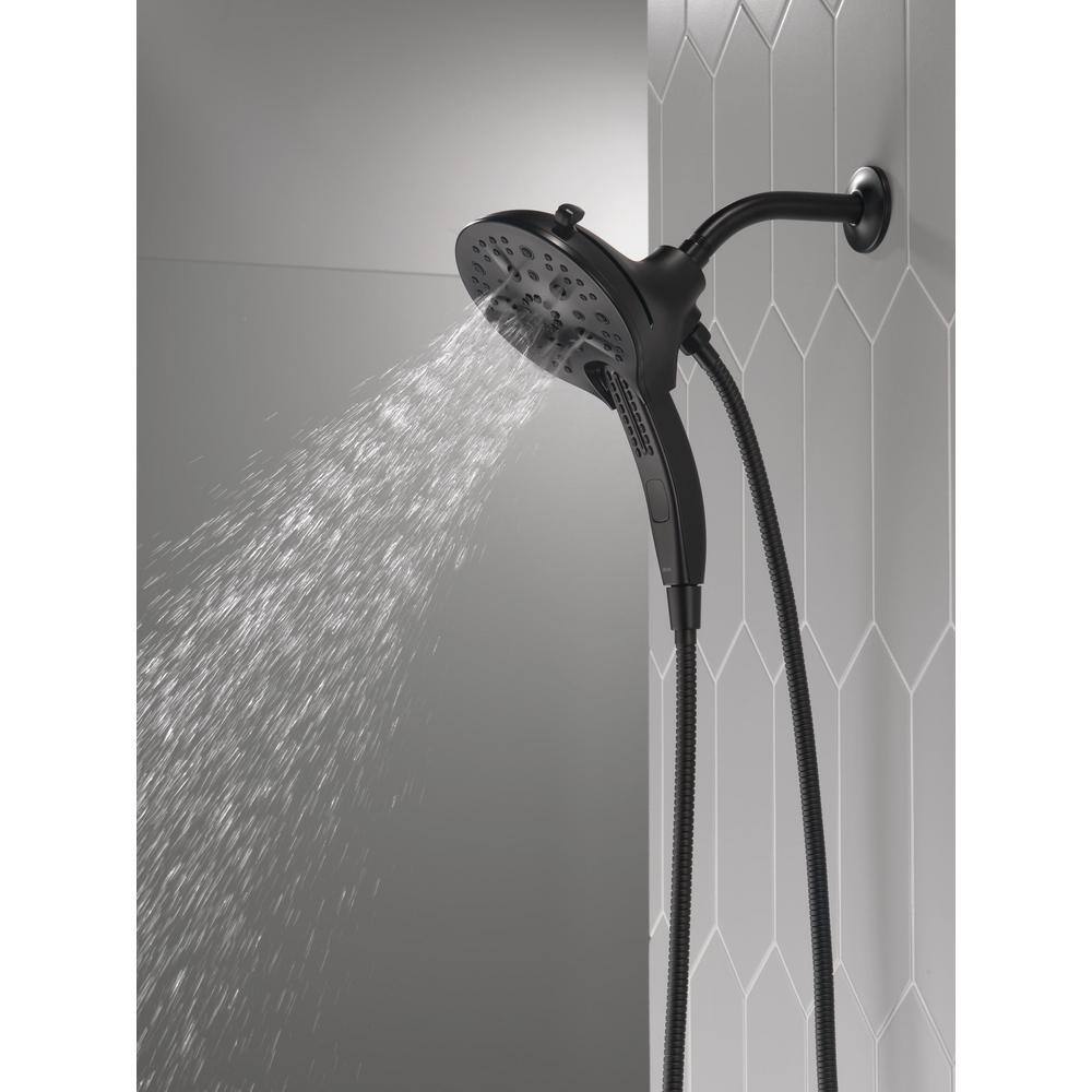 Delta In2ition 5-Spray Patterns 2.5 GPM 6.25 in. Wall Mount Dual Shower Heads in Matte Black 58620-BL25-PK