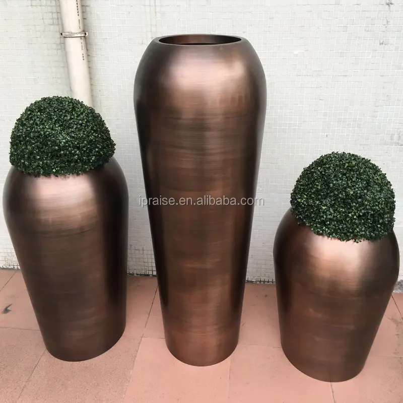 Garden Supplies Stainless Steel Tall Gold Large metal planter outdoor plant pot for artificial plant tree