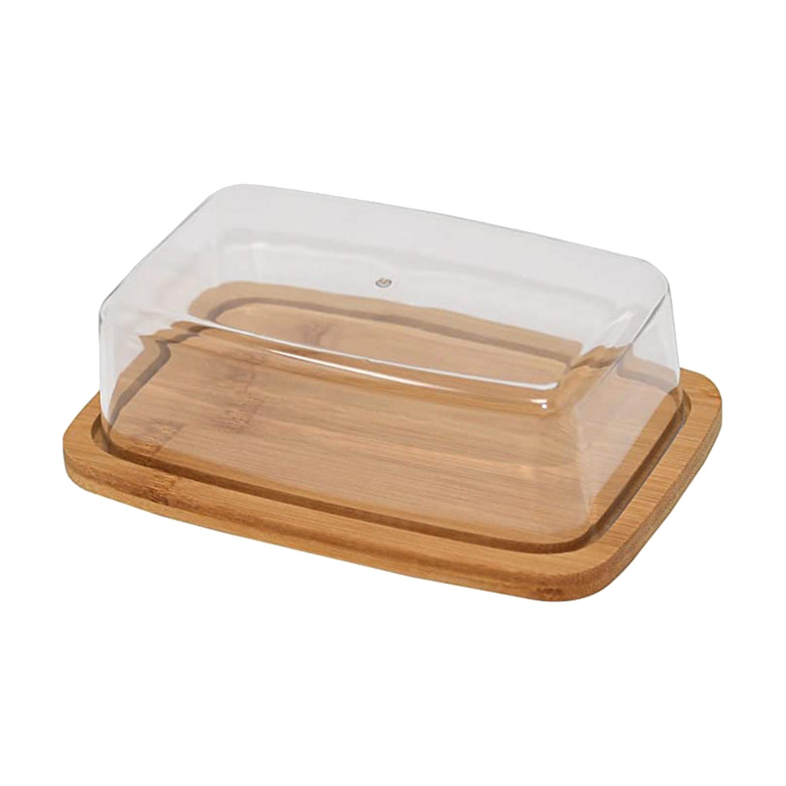 Square with Lid， Bamboo Butter Dish， Butter Dish with Lid， Butter Keeper， Glass Butter Dish， for Kitchen Refrigerators