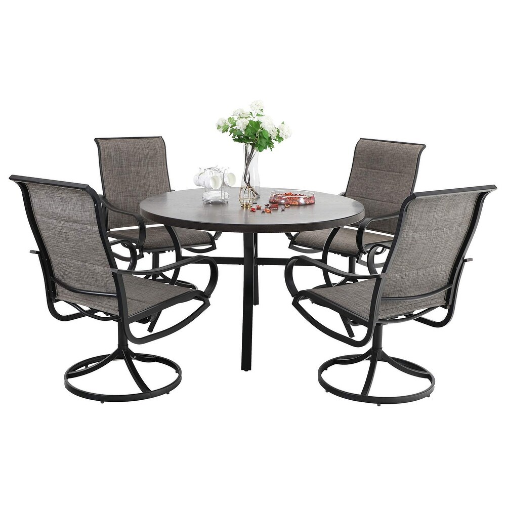 5 Pieces Outdoor Dining Set  4 Quick Dry Foam Padded Swivel Chairs and 44\