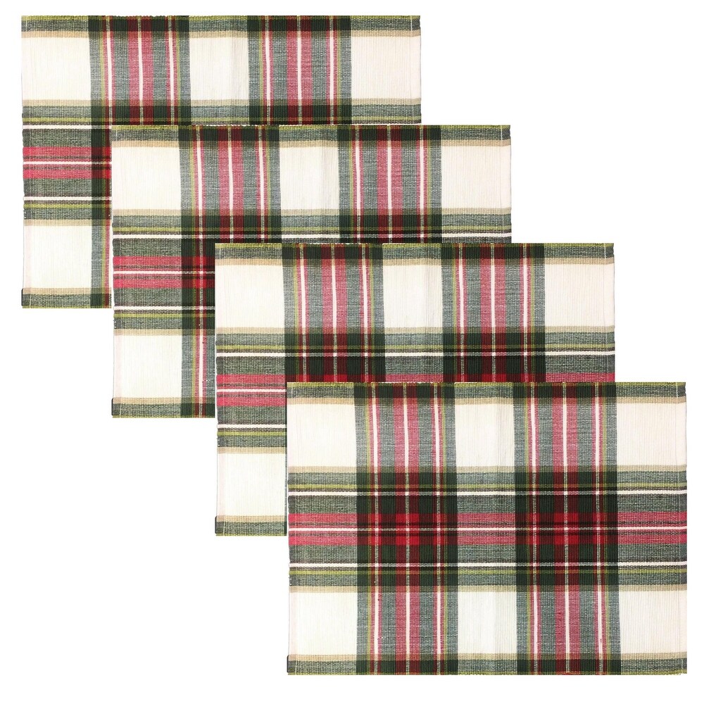Fabstyles Celebration Plaid High Quality Cotton Placemats Set of 4   13\