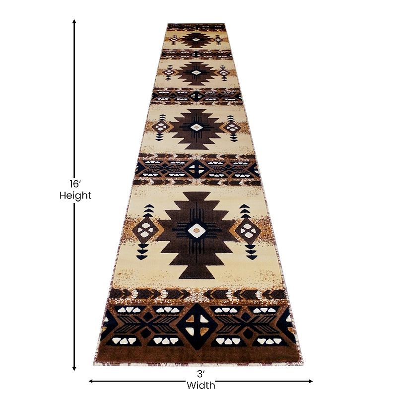 Masada Rugs Masada Rugs 3'x16' Southwest Native American Runner Rug - Design C318 Berber