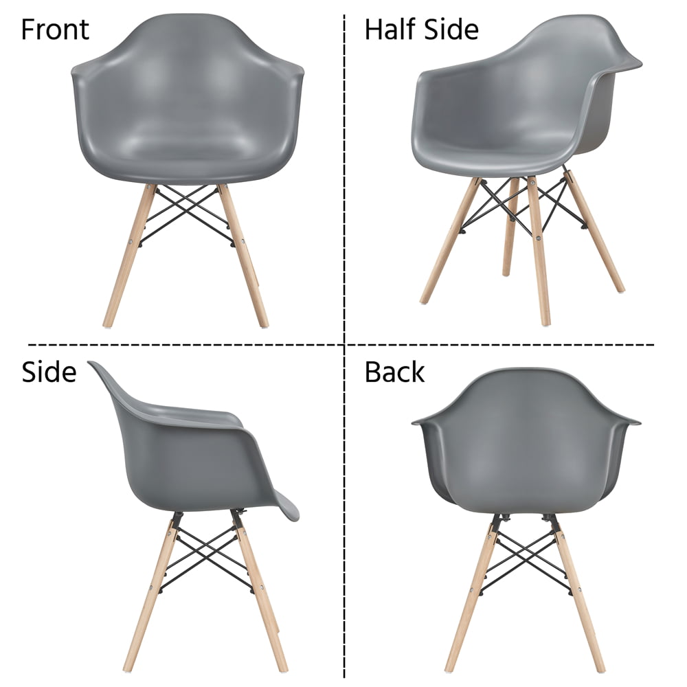 SMILE MART 4pcs Modern Dining Chairs with Wooden Legs， Gray