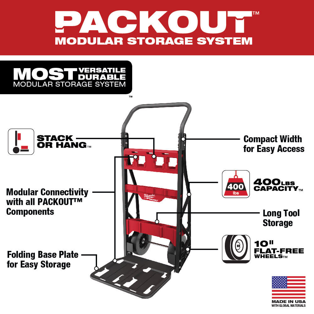 MW PACKOUT 2 Wheel Cart and Large PACKOUT Box Bundle 48-22-8415-8425 from MW