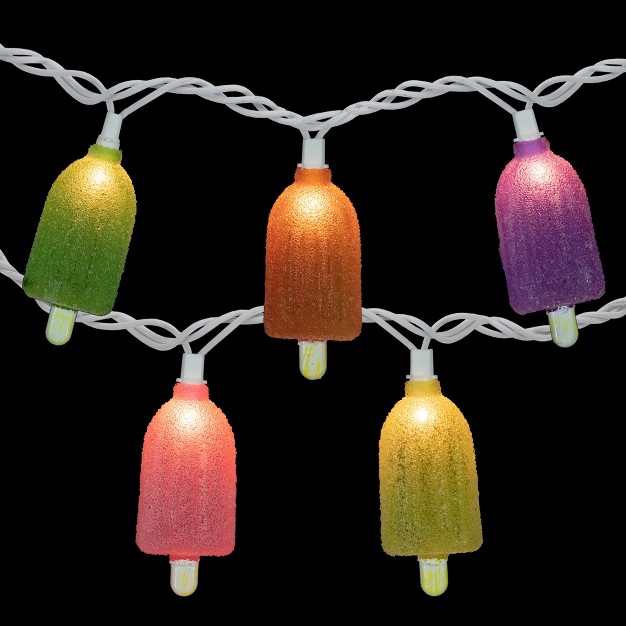 Northlight 10ct Sugared Ice Pop Outdoor Patio String Light Set 7 25ft White Wire