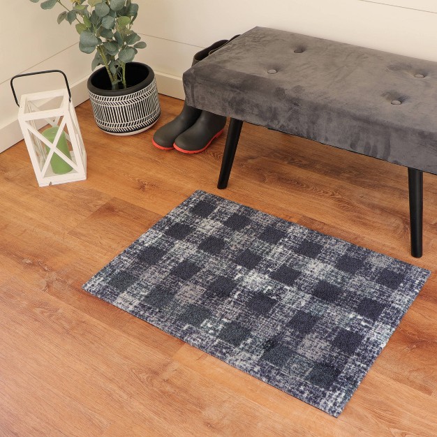 2 x27 x3 x27 Colorstar Sketch Plaid Door Mat Blue Bungalow Flooring