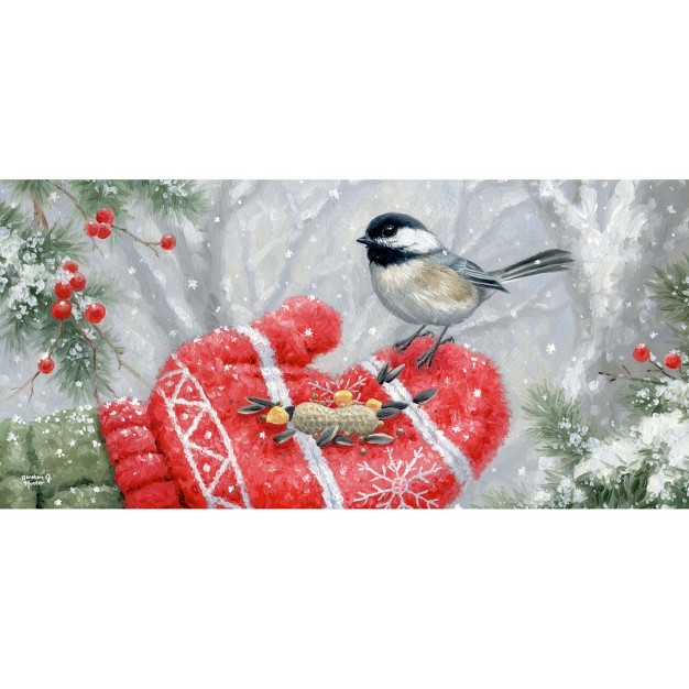 Christmas Winter Encounter Mat 1 Mat Insert 25 Inches Sassafras Bird Seed Snow 431882 Rubber Multicolored