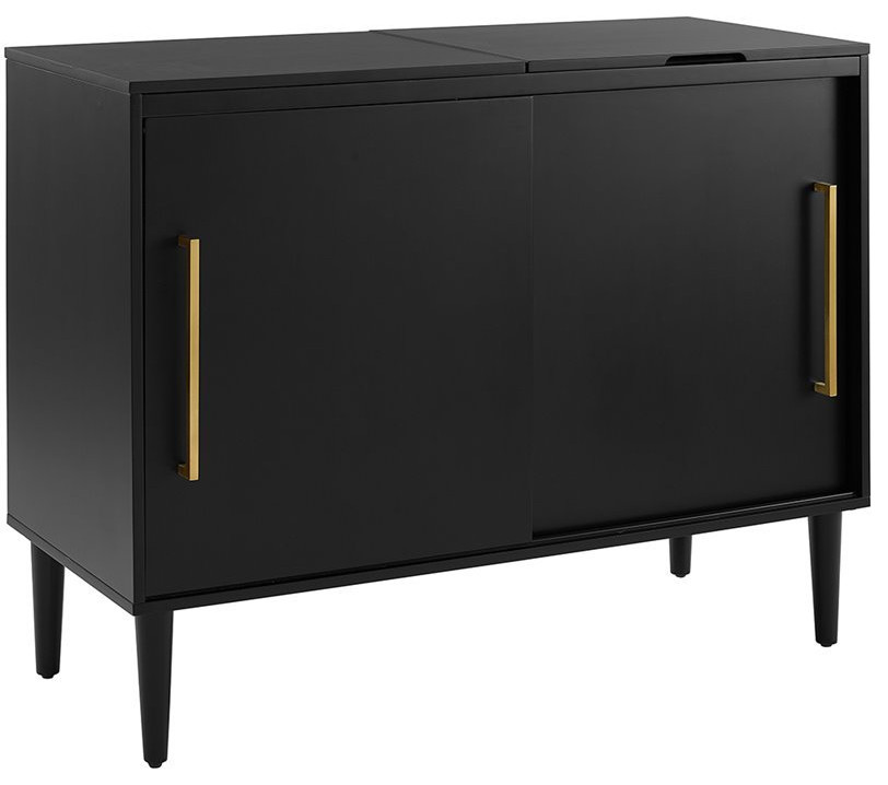 Home Square 2 Piece Solid Wood Media Console Table Set in Matte Black   Midcentury   Console Tables   by Homesquare  Houzz