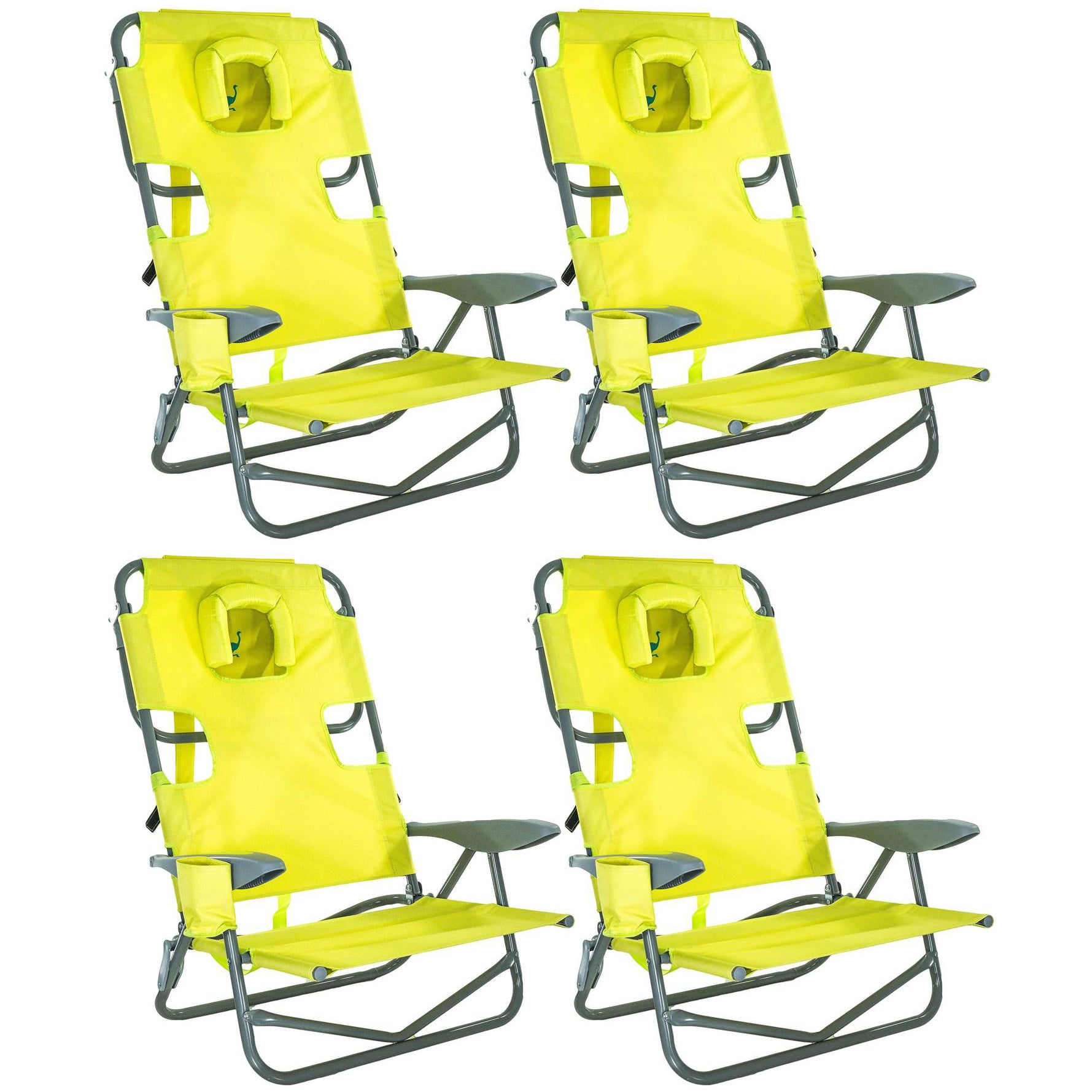 Ostrich On-Your-Back Outdoor Lounge 5 Position Reclining Beach Chair (4 Pack)