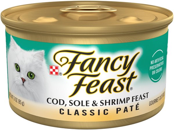 Fancy Feast Classic Pate Cod， Sole and Shrimp Feast Canned Cat Food