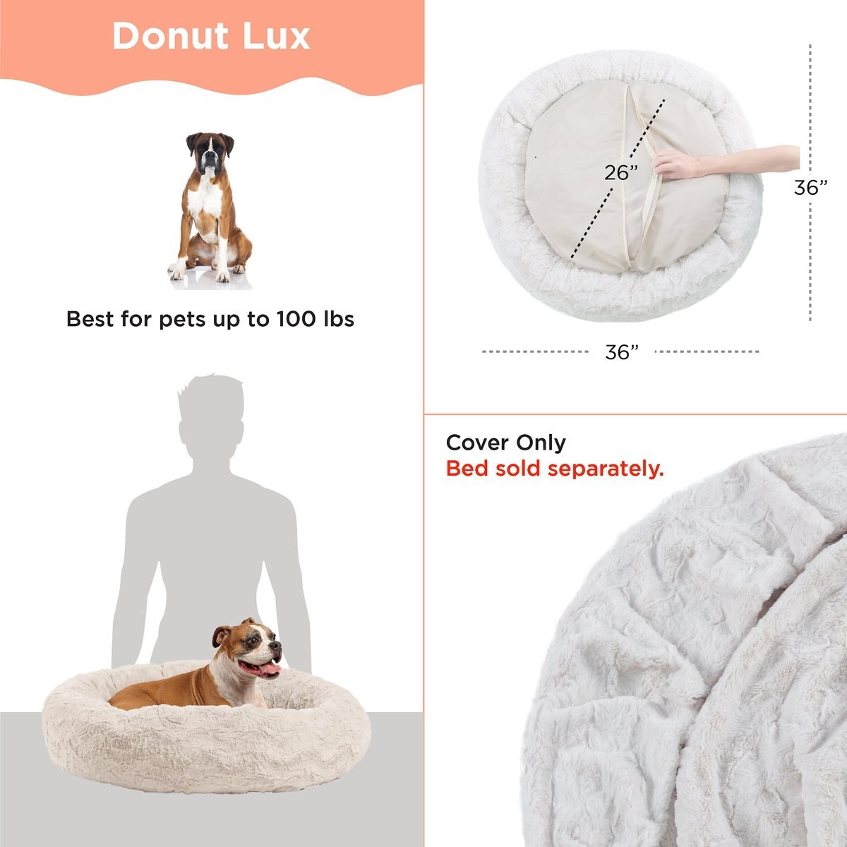 Best Friends by Sheri The Original Calming Donut Cat and Dog Bed Replacement Cover