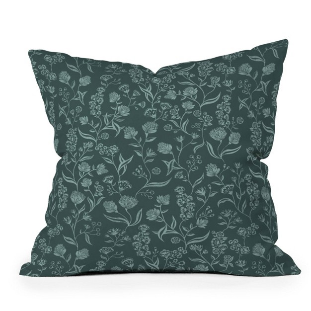 Schatzi Brown Ingrid Floral Square Throw Pillow Green Deny Designs