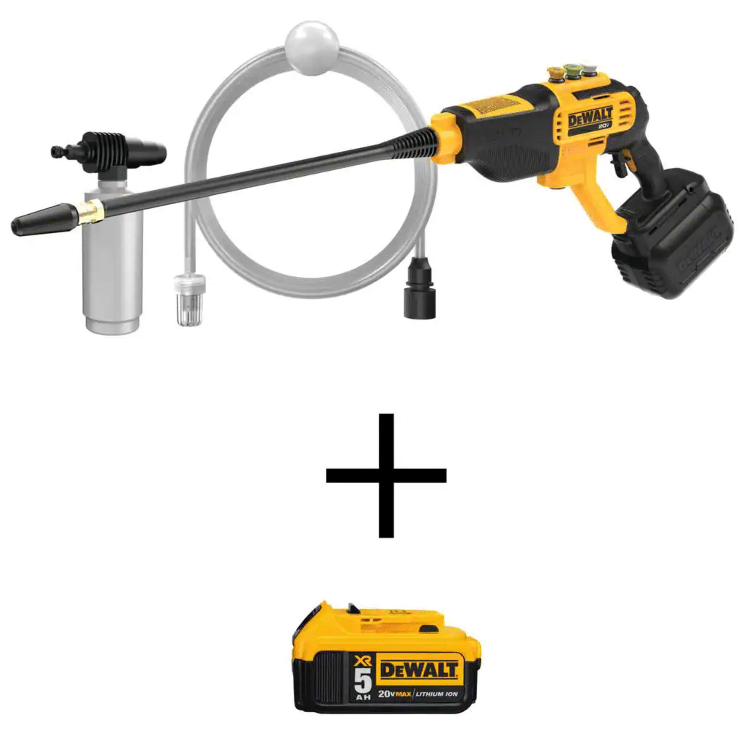 Dewalt 20V Max 550PSI， 1.0GPM Cold Water Cordless Electric Power Cleaner with 20-Volt Max Lithium-Ion (1) 5.0 Ah Battery