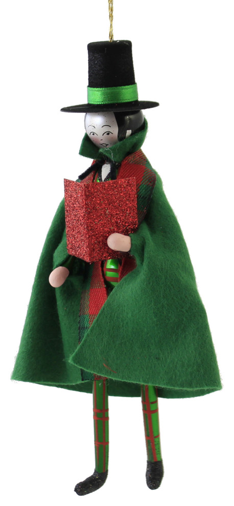 De Carlini Caroling Man Box Ornament Italian Singing Song Om4443   Christmas Ornaments   by Story Book Kids Inc  Houzz