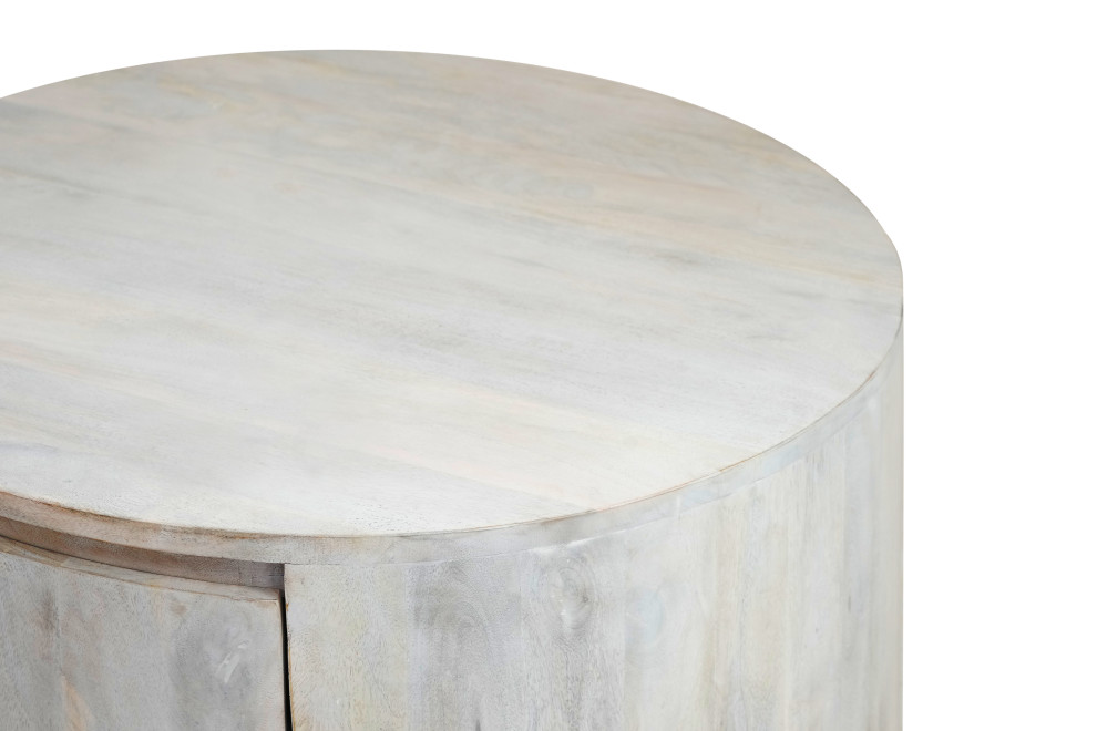 Christa 2 Drawer 30 quotRound Coffee Table  Whitewash   Coffee Tables   by CAROLINA CLASSICS  Houzz