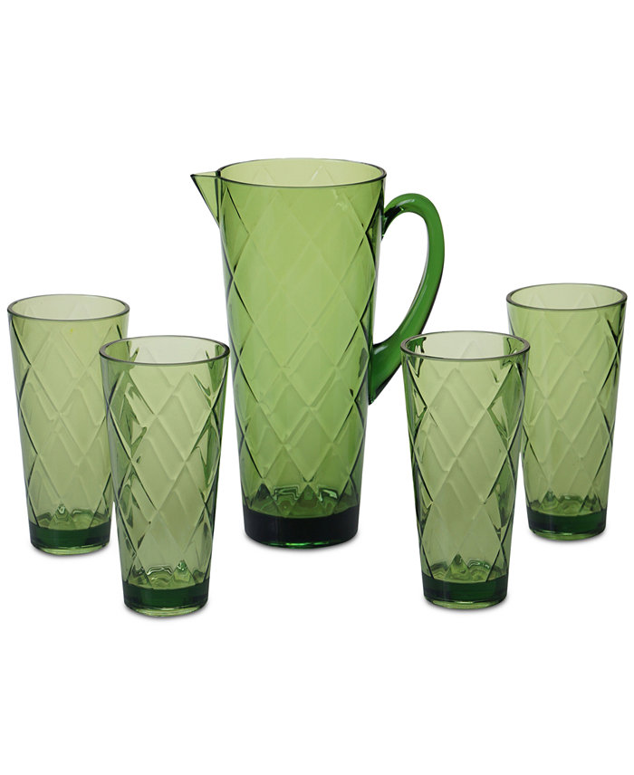 Certified International Green Diamond Acrylic 5-Pc. Drinkware Set