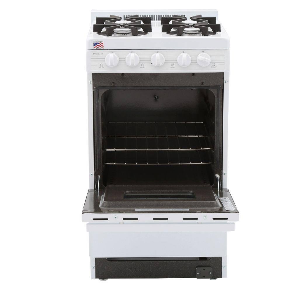 Premier 20 in. 2.42 cu. ft. Battery Spark Ignition Gas Range in White BHK5X0OP