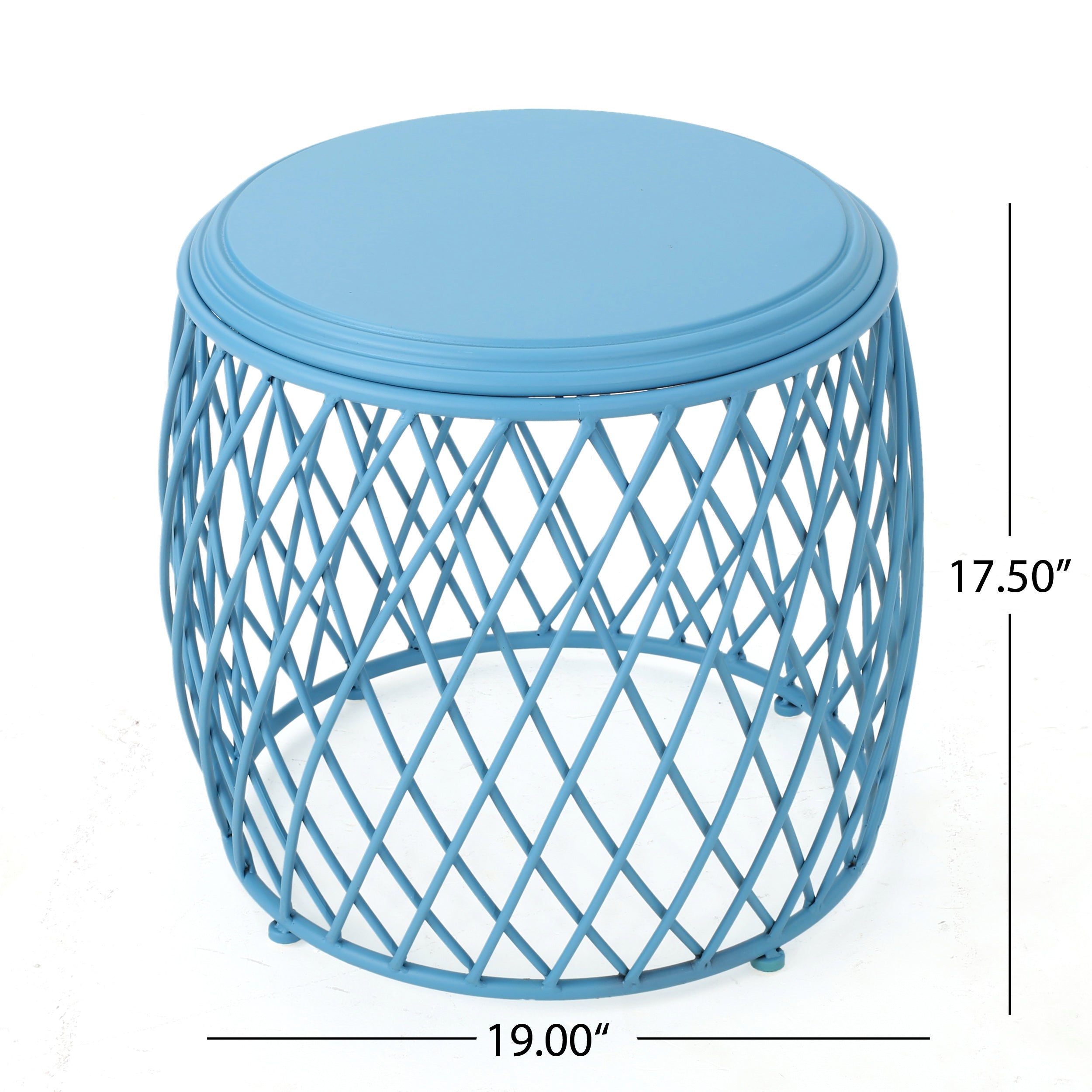 Jadien Outdoor 19 Inch Diameter Lattice Iron Side Table