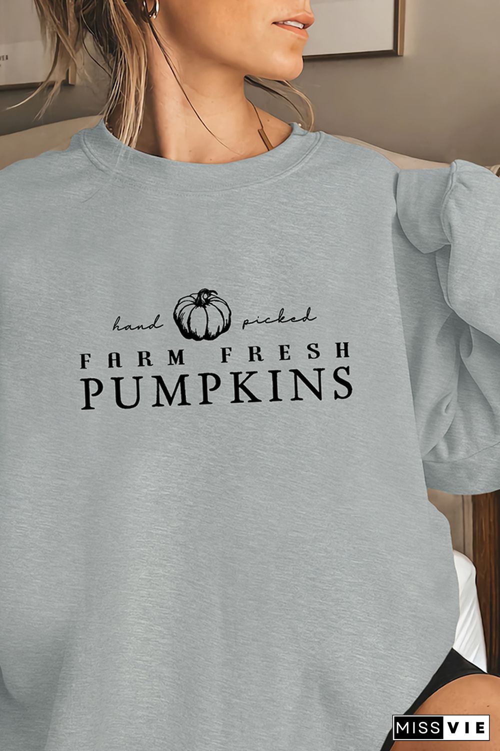 Hand Picked Farm Fresh Pumpkins Burnt Orange Crewneck Sweatshirt Wholesale