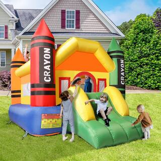 Nyeekoy 12.1 ft. x 9.2 ft. Inflatable Bounce House Kid Jump Castle Bouncer with Slide and Air Blower Fan TH17G0161SE