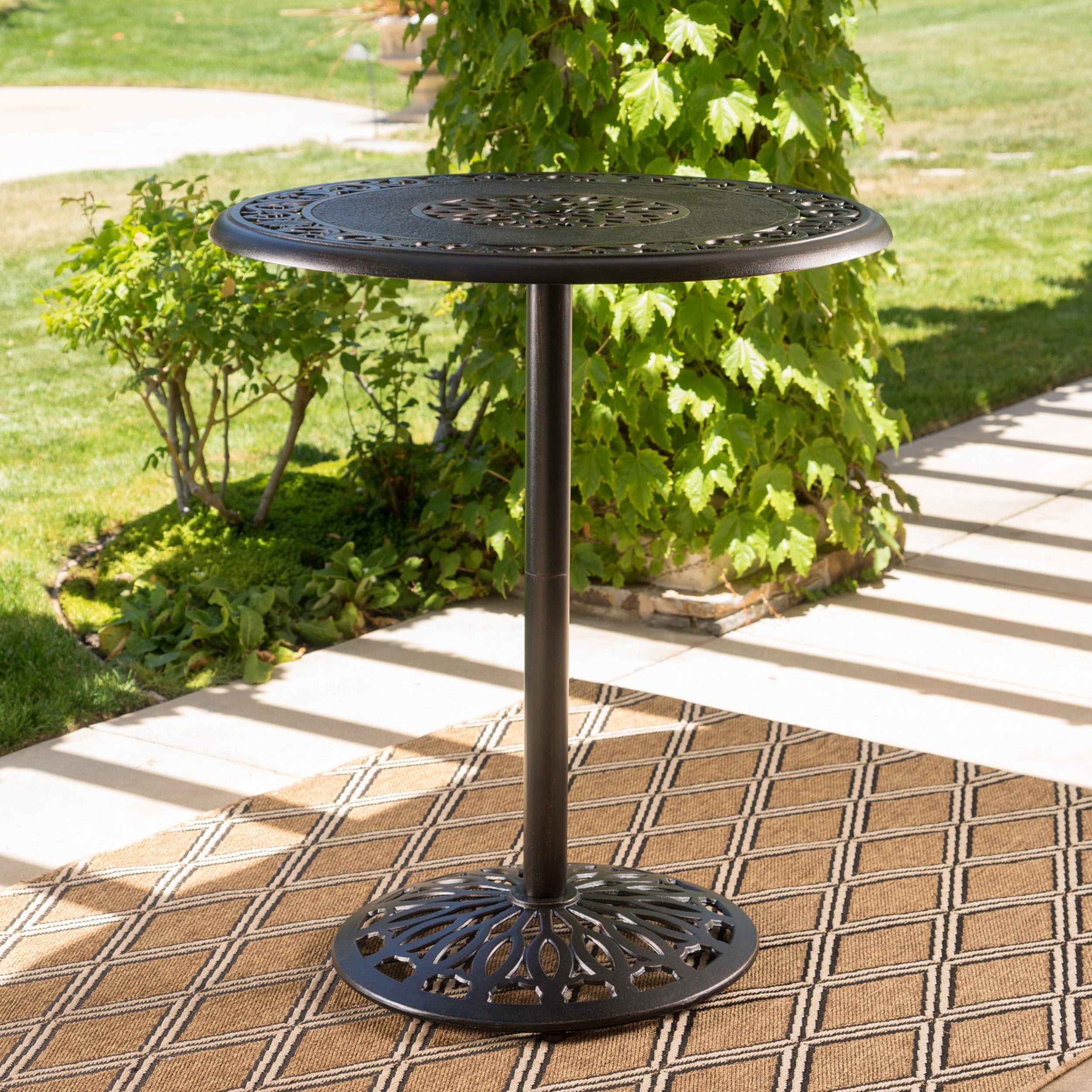 Handel Outdoor Patina Copper Finish Cast Aluminum Bar Table