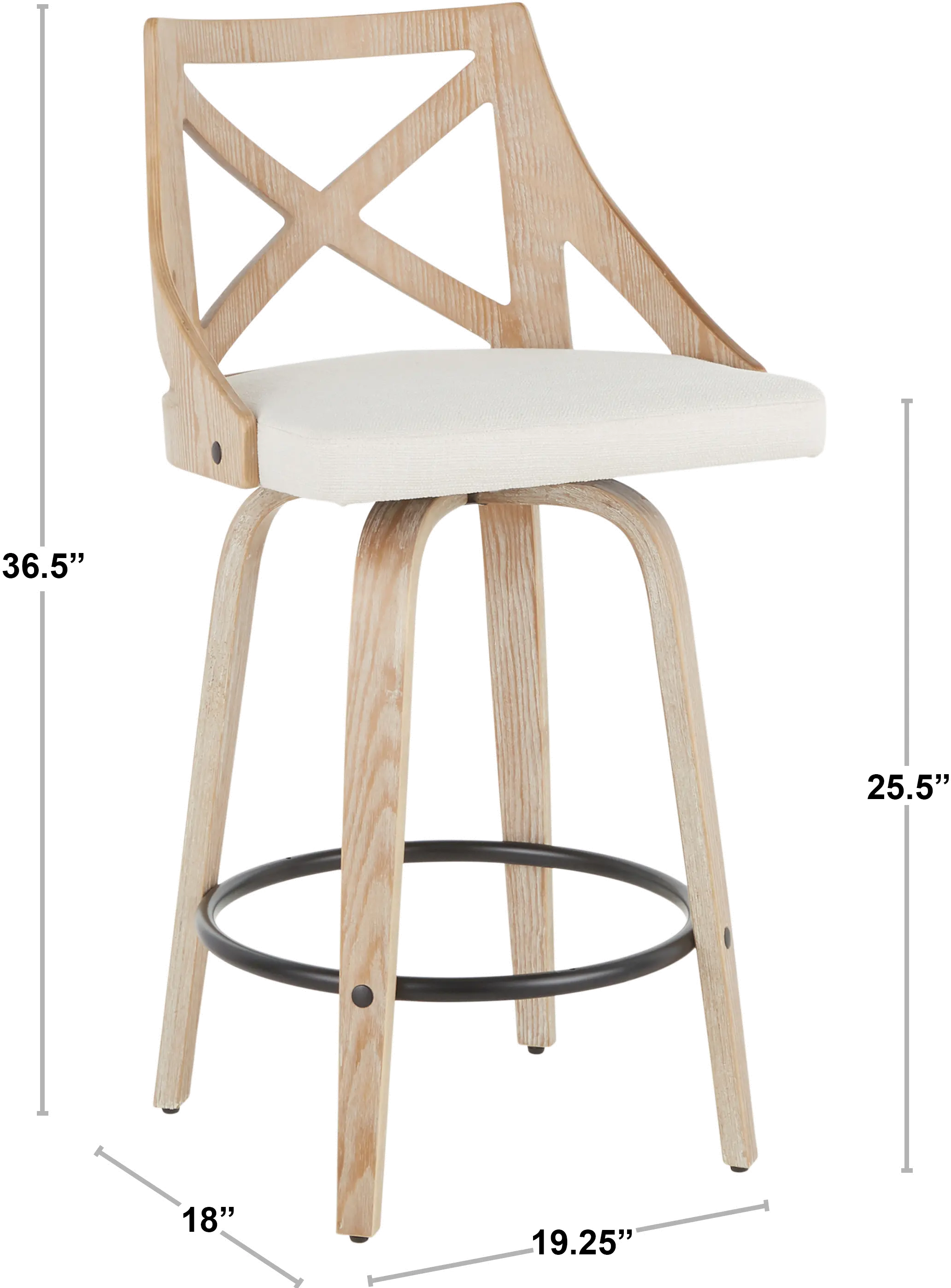 Charlotte Cream and Light Gray Wood Counter Stool， Set of 2