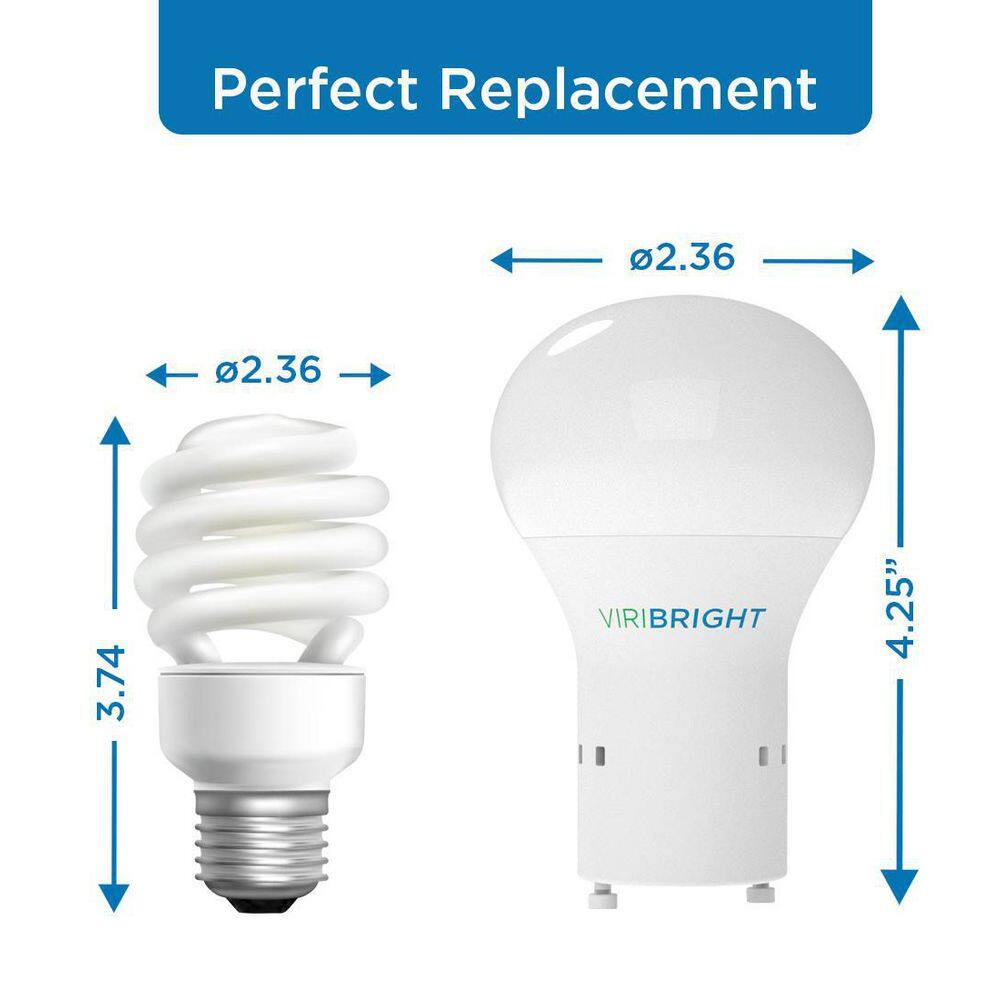 Viribright Viribright 60-Watt Equivalent 9W A19 GU24 Bi-Pin Base Non-Dim 6500K Egg-shell create package LED Light Bulb (50-Pack) 640337-50P